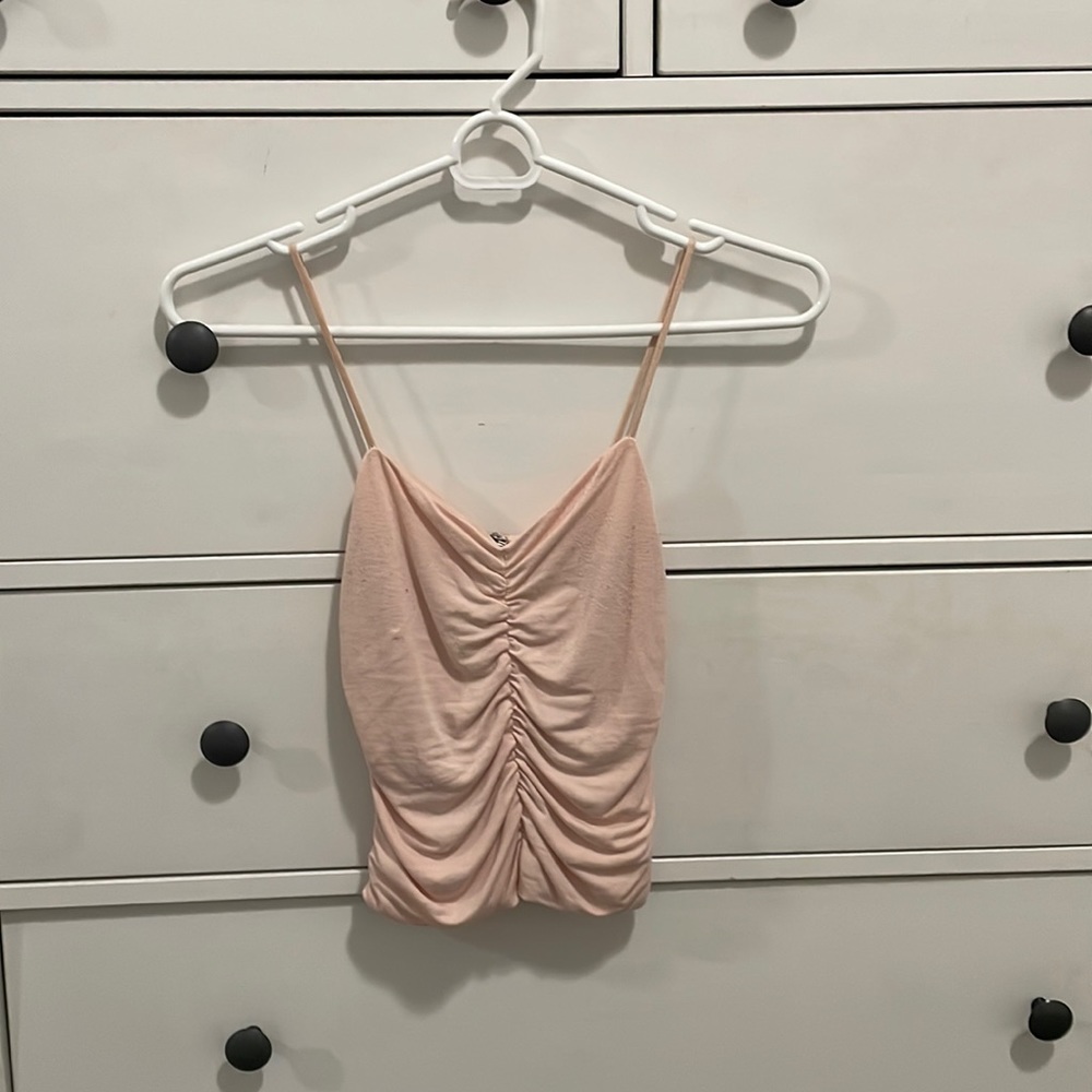Cute pink cropped spaghetti strap top
